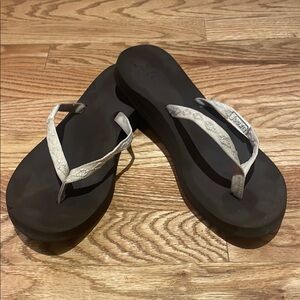 Reef Brown and Cream Sandals with Textured Sole